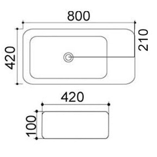 Lavabo ad Appoggio Rettangolare Bagno 80x42 LINPHA Ceramica Moderno Bianco D.X