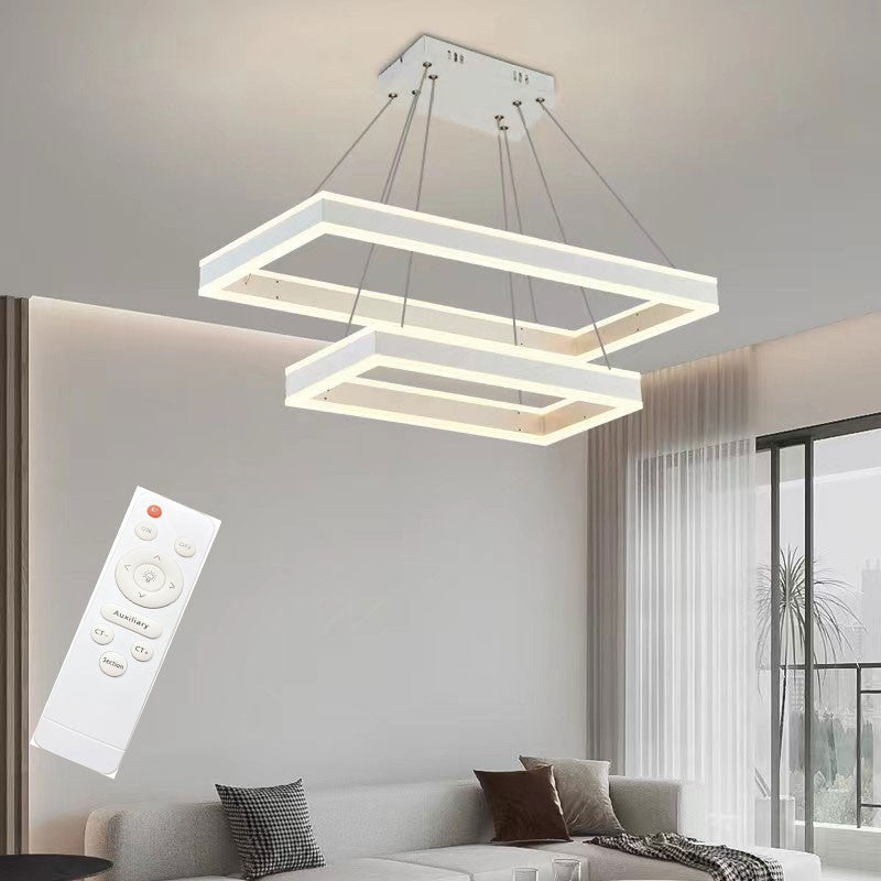 Lampadario LED 128W Dimmerabile Telecomando Nero Bianco Moderno 9600lm V.L