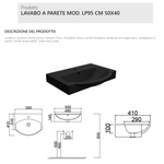 Lavabo a Parete Sospeso Nero Lucido 50x40 cm Linpha Ceramica Bagno Moderno D.X