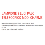 Lampione 3 Luci Lanterne CHARME Palo Telescopico H103-203cm Nero Giardino VBS