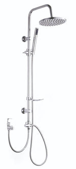 Saliscendi Doccia Soffione Rotondo Cromato Lucido Asta Rubinetto Completo VBS