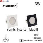 Faretto LED Incasso 3W Quadrato Faretti Bianco Nero CCT Selezionabile 220V V.L