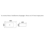 Lavabo ad Appoggio Rettangolare Bagno 80x42 LINPHA Ceramica Moderno Bianco D.X