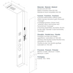 Pannello Doccia Con Miscelatore Termostatico PLUS in Acciaio INOX ASISI 304 D.X