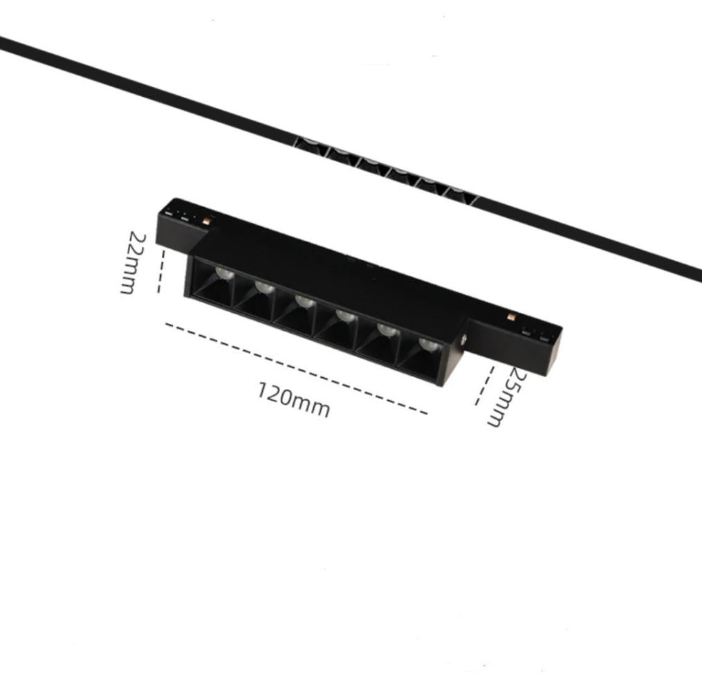 Lampada Griglia LED Magnetica 6W 48V Modulo Binario Magnetico Incasso Nero V.L