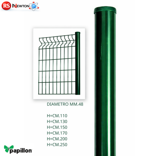 Palo Tondo per Pannelli Border Ø48 mm Verde Plastificato Recinzione H110-250 VBS
