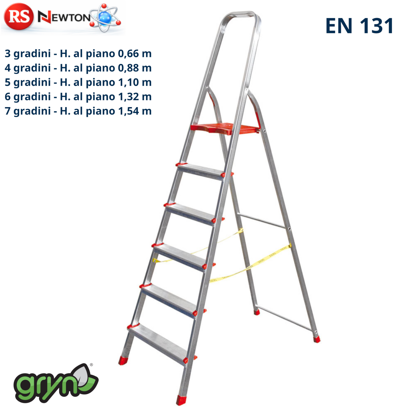 Scala Alluminio GIZA EN131 3 4 5 6 7 Gradini Antiscivolo Domestica 150Kg D.X