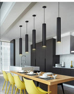 Lampada Sospesa GU10 30cm Moderna Cilindro Bianco Nero Lampadario a Faretto V.L