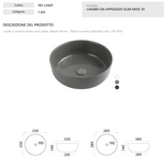Lavabo da Appoggio Slim Bagno Ø33 38,5 Linpha Ceramica Design Moderno Tondo D.X