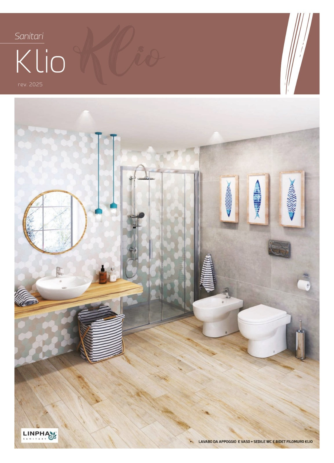 Lavabo Bagno 57cm LINPHA Klio Ceramica Sospeso Appoggio Bianco Salvaspazio D.X