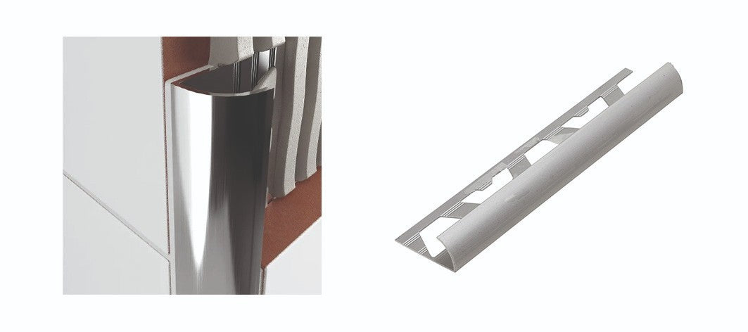 Profilo Alluminio TONDO 8-10mm Per Piastrelle Barra Paraspigolo Angolo 12,5m VBS