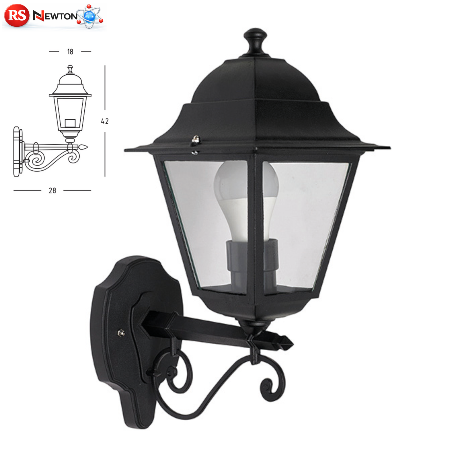 Lanterna Esterno Nera Vintage Retro E27 Lampada in Alluminio Giardino Parete VBS