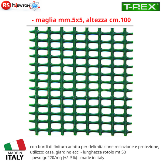 Rete in Plastica Verde Recinzione Protezione Casa Maglia Stretta 5x5mm 50mt G.F
