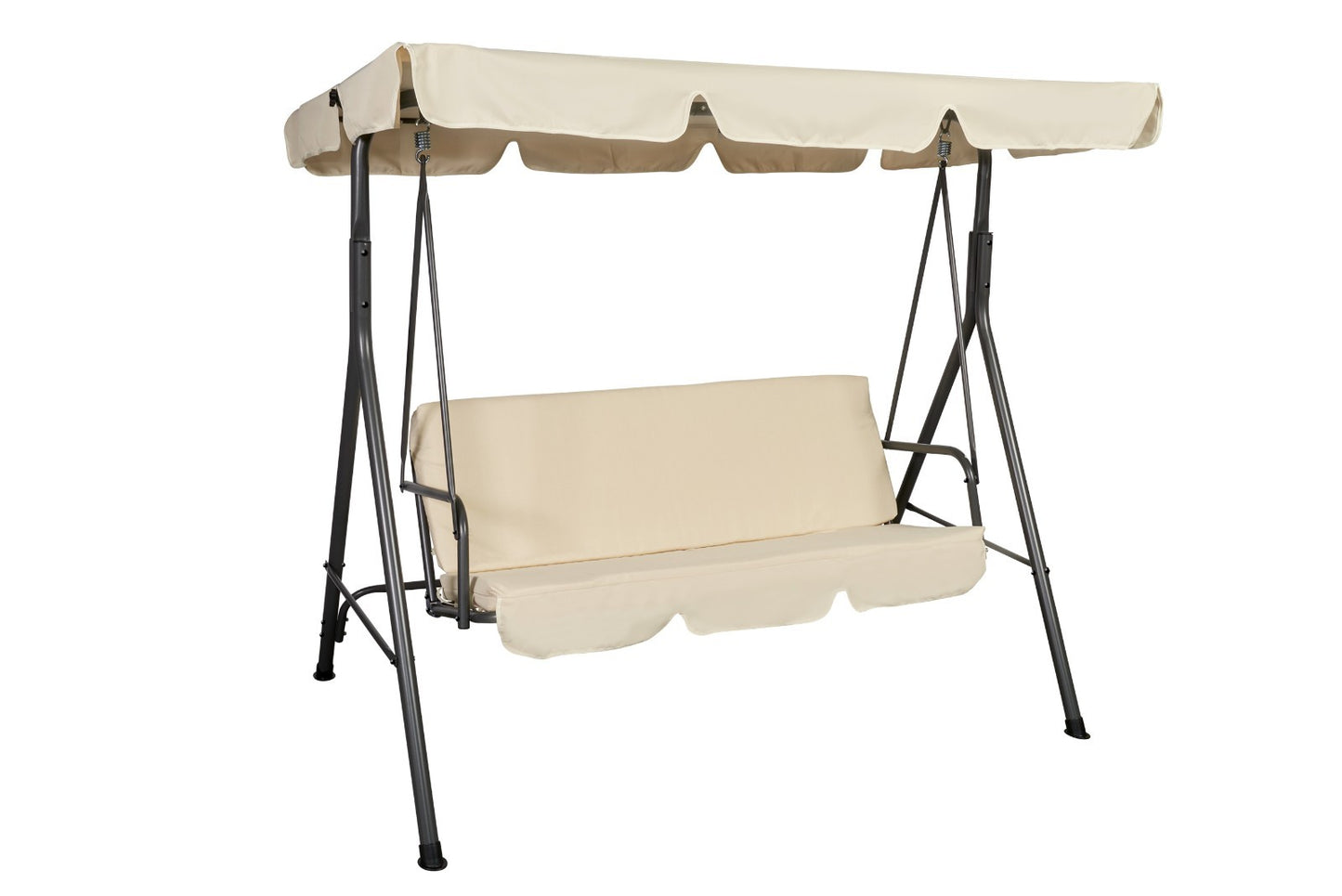 Altalena Dondolo Giardino 3 Posti Avorio Chiaro Sedile Imbottito Sedia Relax VBS