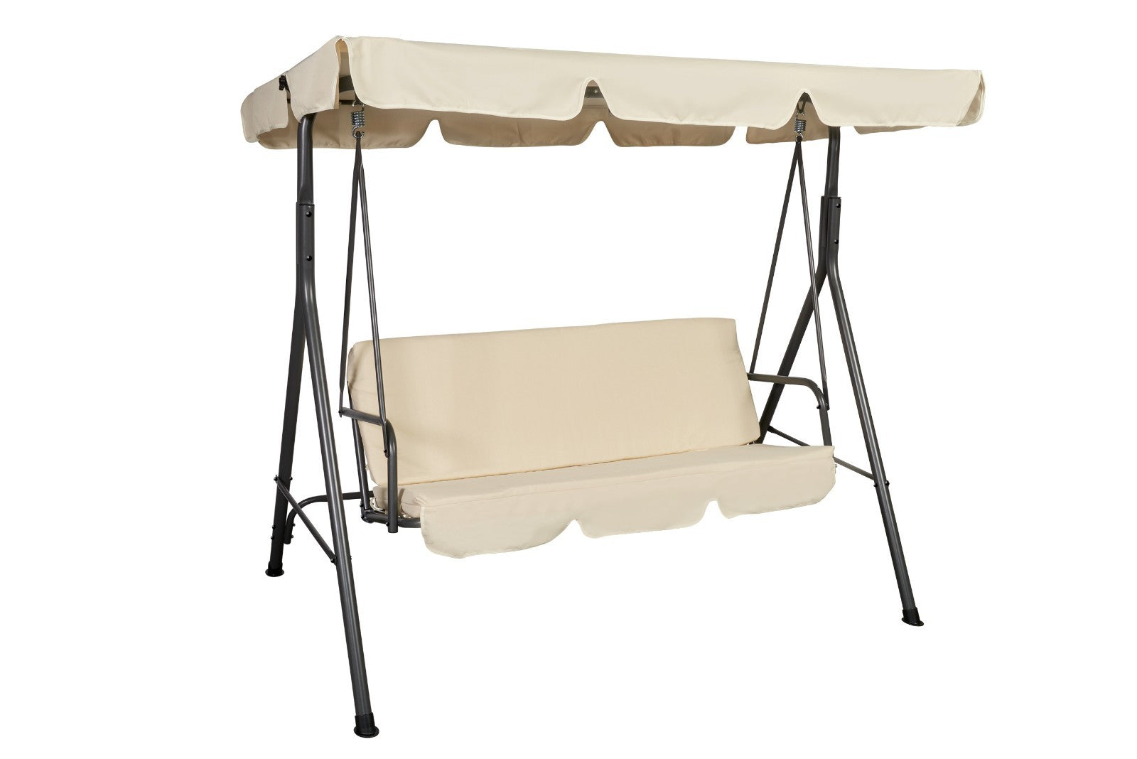 Altalena Dondolo Giardino 3 Posti Avorio Chiaro Sedile Imbottito Sedia Relax VBS