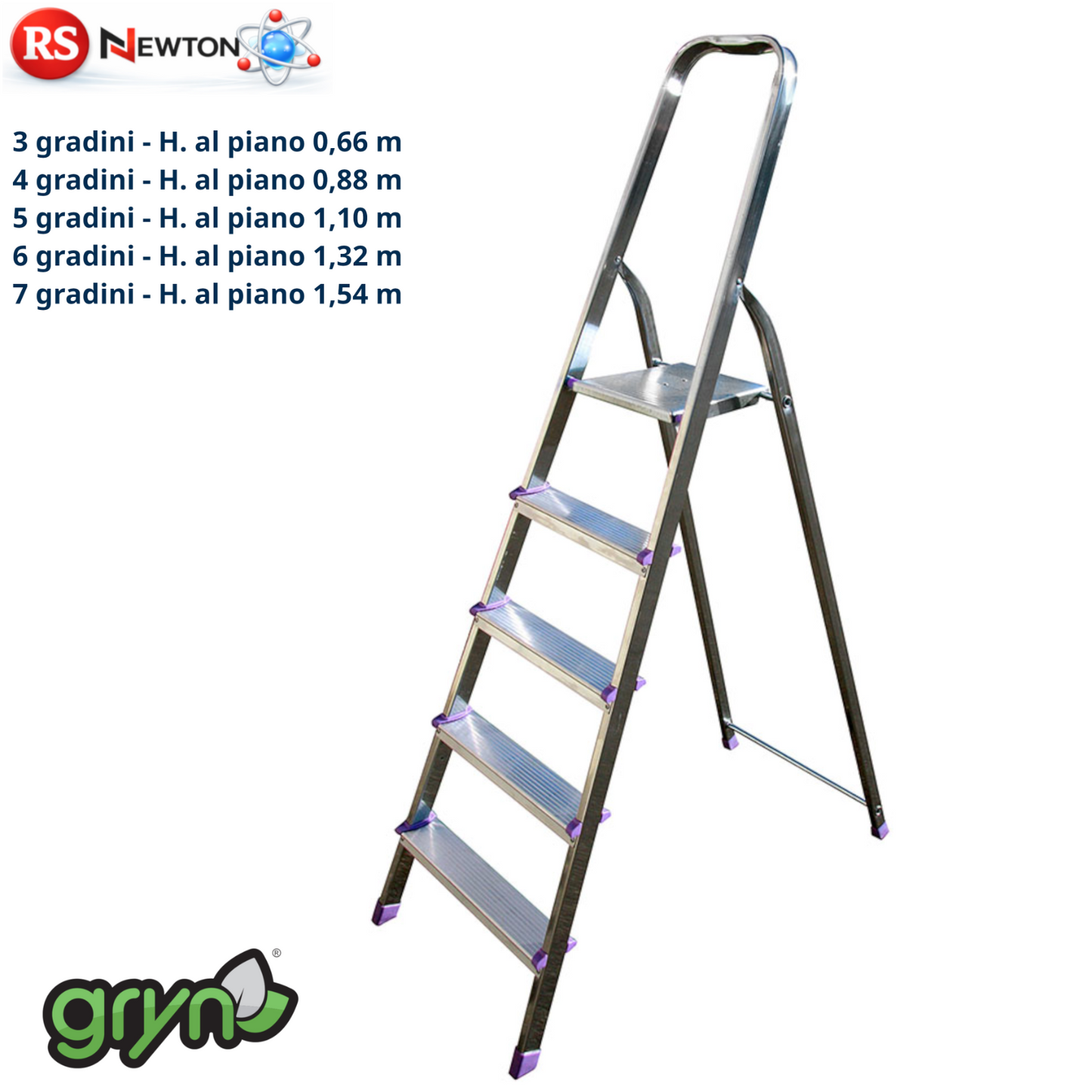 Scala Alluminio TETI 3 4 5 6 7 Gradini Domestica Antiscivolo Leggera 120Kg D.X