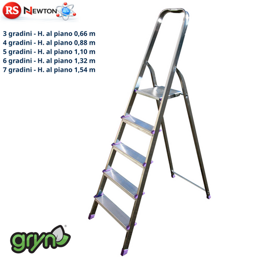 Scala Alluminio TETI 3 4 5 6 7 Gradini Domestica Antiscivolo Leggera 120Kg D.X