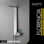 Colonna Pannello Doccia NYMO Acciaio Inox Lucidato Finitura Specchio 8K 4Vie D.X
