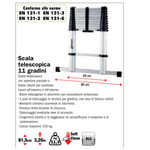 Scala Telescopica 11 Gradini in Alluminio 11.3KG Max 3,2M Portatile Multiuso D.X