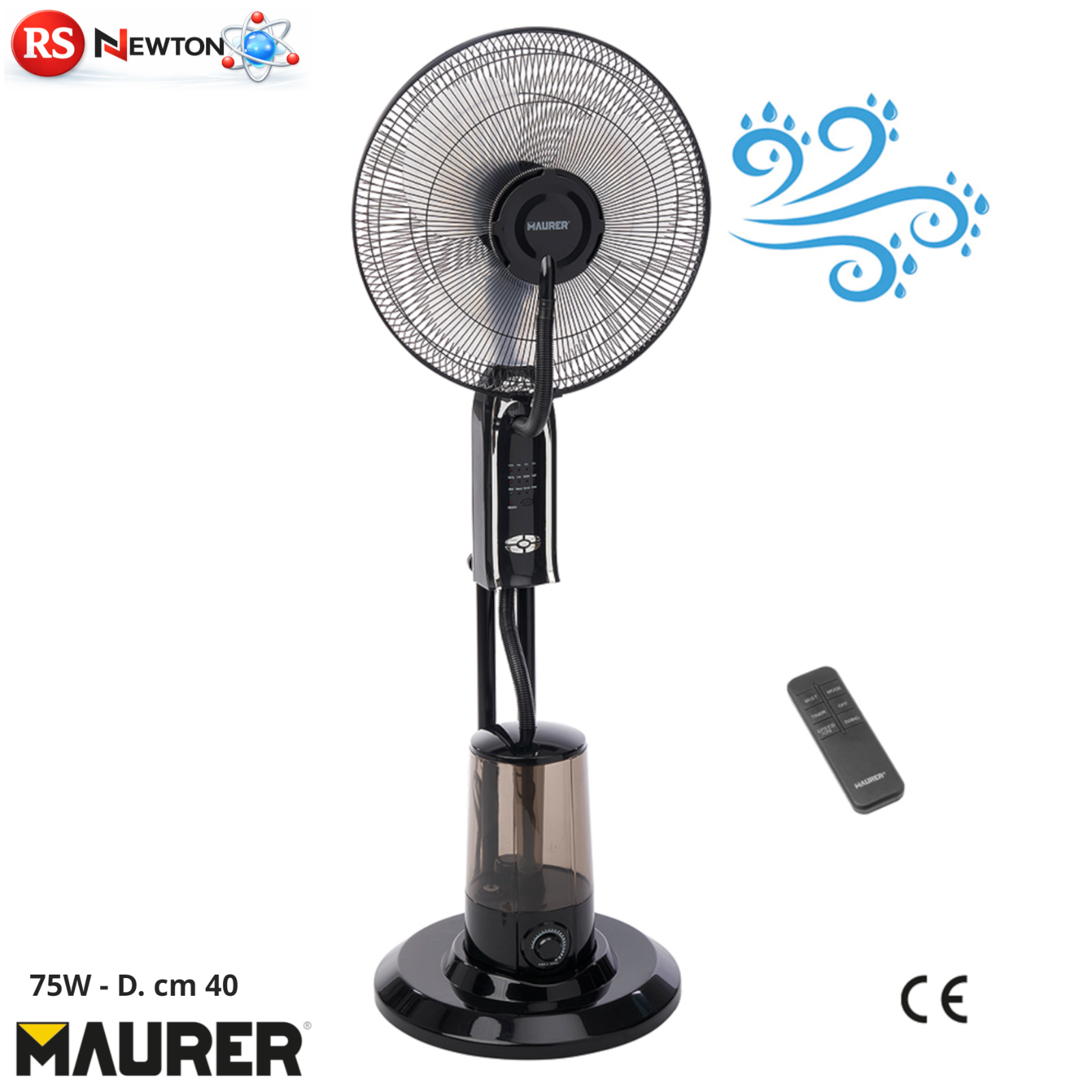 VENTILATORE NEBULIZZATORE 40CM 75W ACQUA ANTICALDO PIANTANA TELECOMANDO VBS