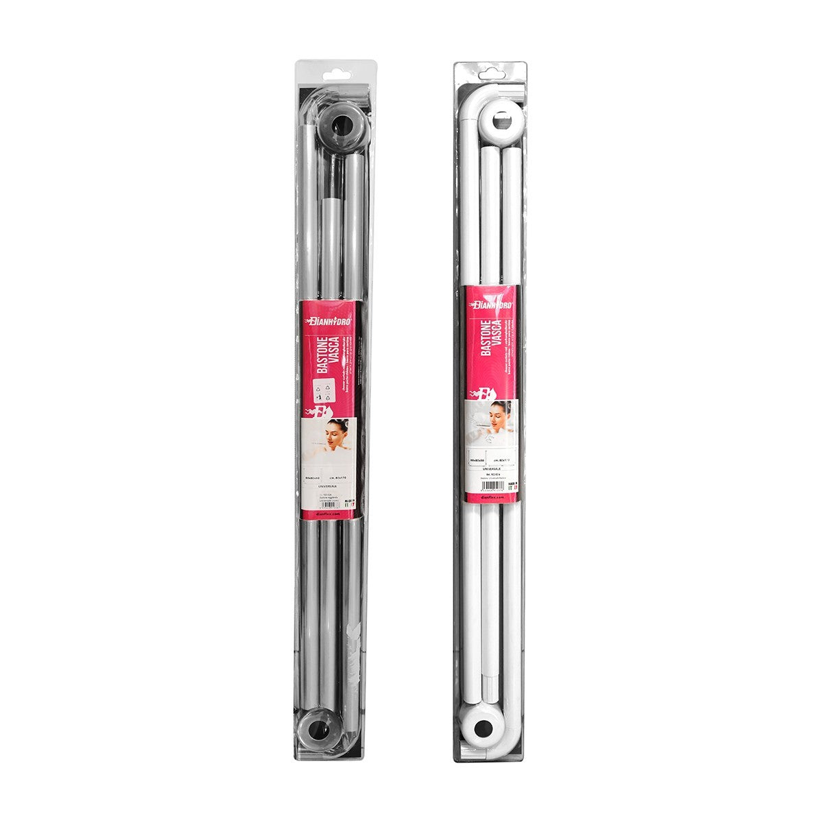 Bastone Per Tenda Doccia Vasca Bagno Universale Angolare Aste Cromo Bianco D.X