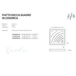 Piatto Doccia Quadro Ceramica Bianco H6 70x70 80x80 90x90 Foro 90 Slim Bagno D.X