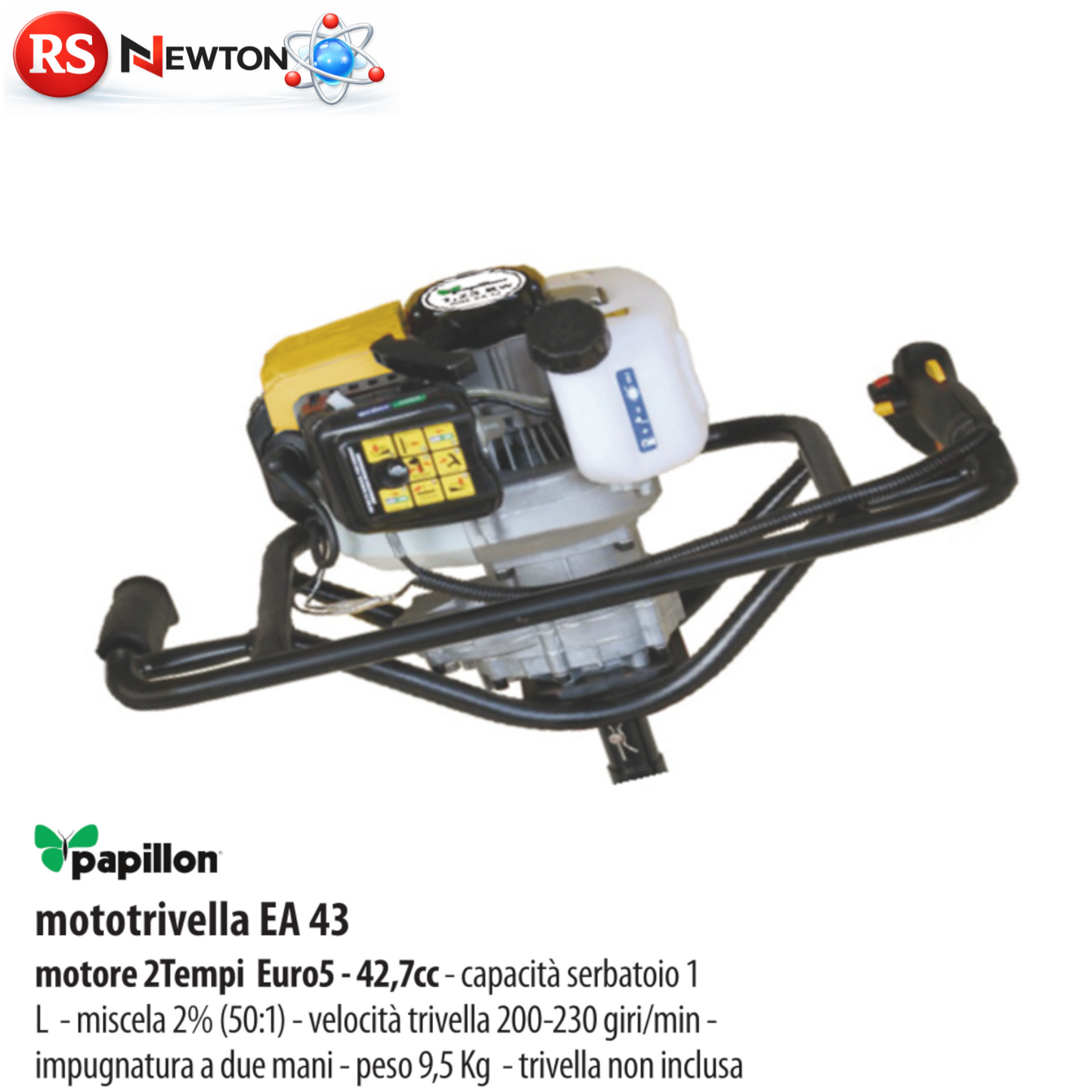 MOTOTRIVELLA A SCOPPIO Motore 2 Tempi 42,7 cc 1,25kW Serbatoio lt. 1 VBS