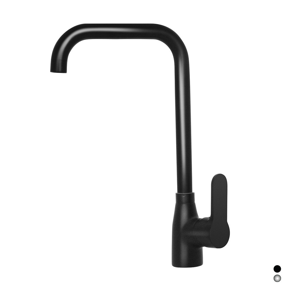 Rubinetto Cucina Canna Quadra Girevole Miscelatore Moderno Cromo Nero Opaco D.X