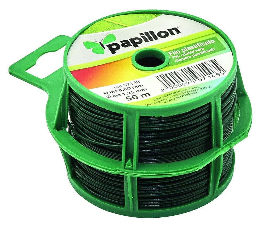 Filo Plastificato 1,25 mm Bobina 50 M Verde Legatura Giardinaggio Recinzioni VBS