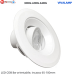 Faretto LED COB 8W Orientabile Rotondo Incasso Foro 60-100mm 640lm IP40 V.L