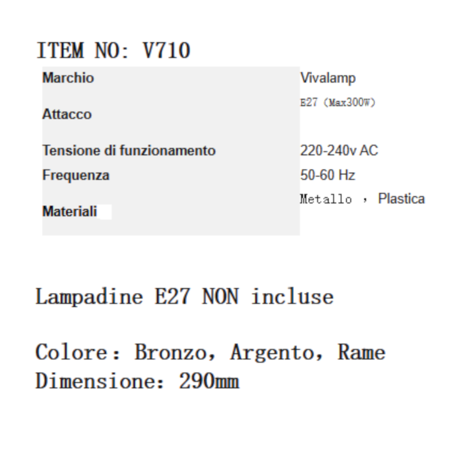Lampada Riscaldante Cucina E27 Cavo Spirale Regolabile Bronzo Argento Rame V.L
