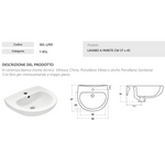 Lavabo a Parete Sospeso Salvaspazio Bagno 37x45 cm LINPHA Ceramica Moderno D.X