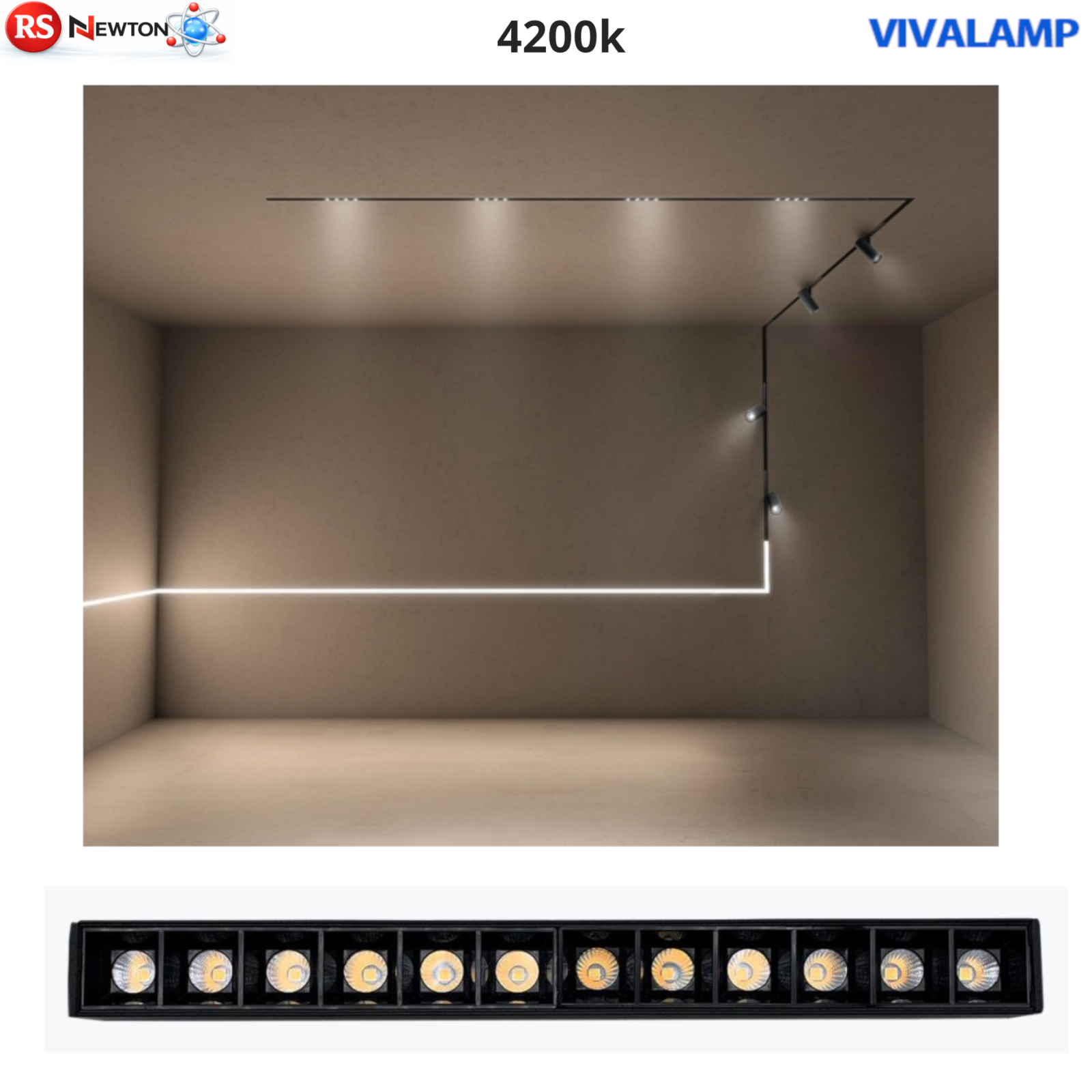 Lampada Griglia LED Magnetica 12W 48V 4200K Binario Magnetico Incasso Nero V.L