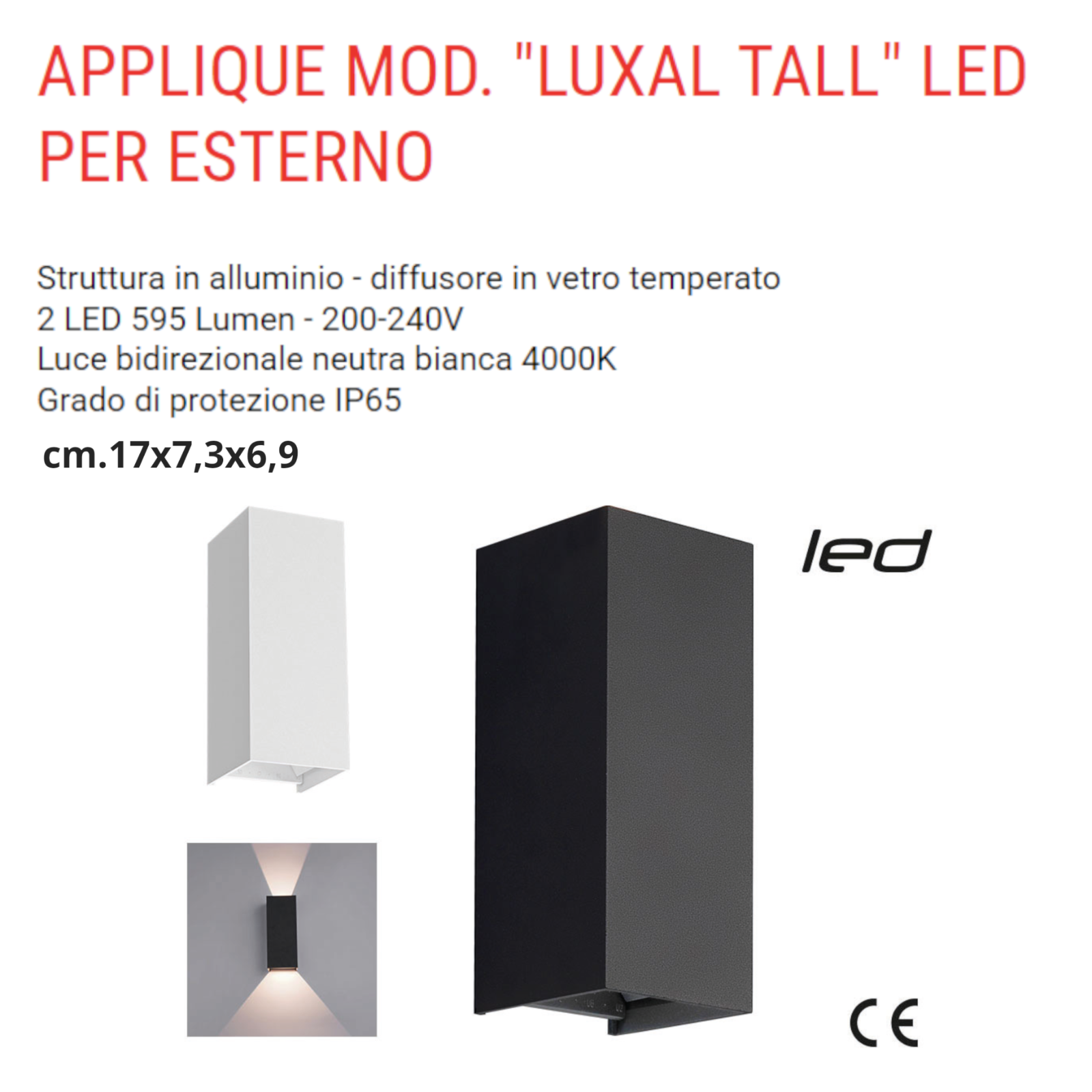 Plafoniera Led Esterno Faretto Luce a Parete Muro Lampada Applique Moderno VBS