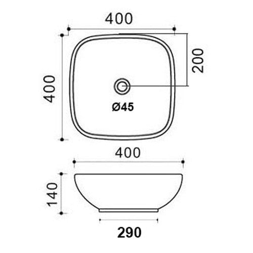 Lavabo Da Appoggio Bagno Quadrato 40x40 LINPHA Ceramica Compatto Salvaspazio D.X