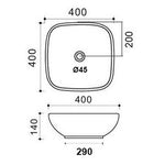 Lavabo Da Appoggio Bagno Quadrato 40x40 LINPHA Ceramica Compatto Salvaspazio D.X