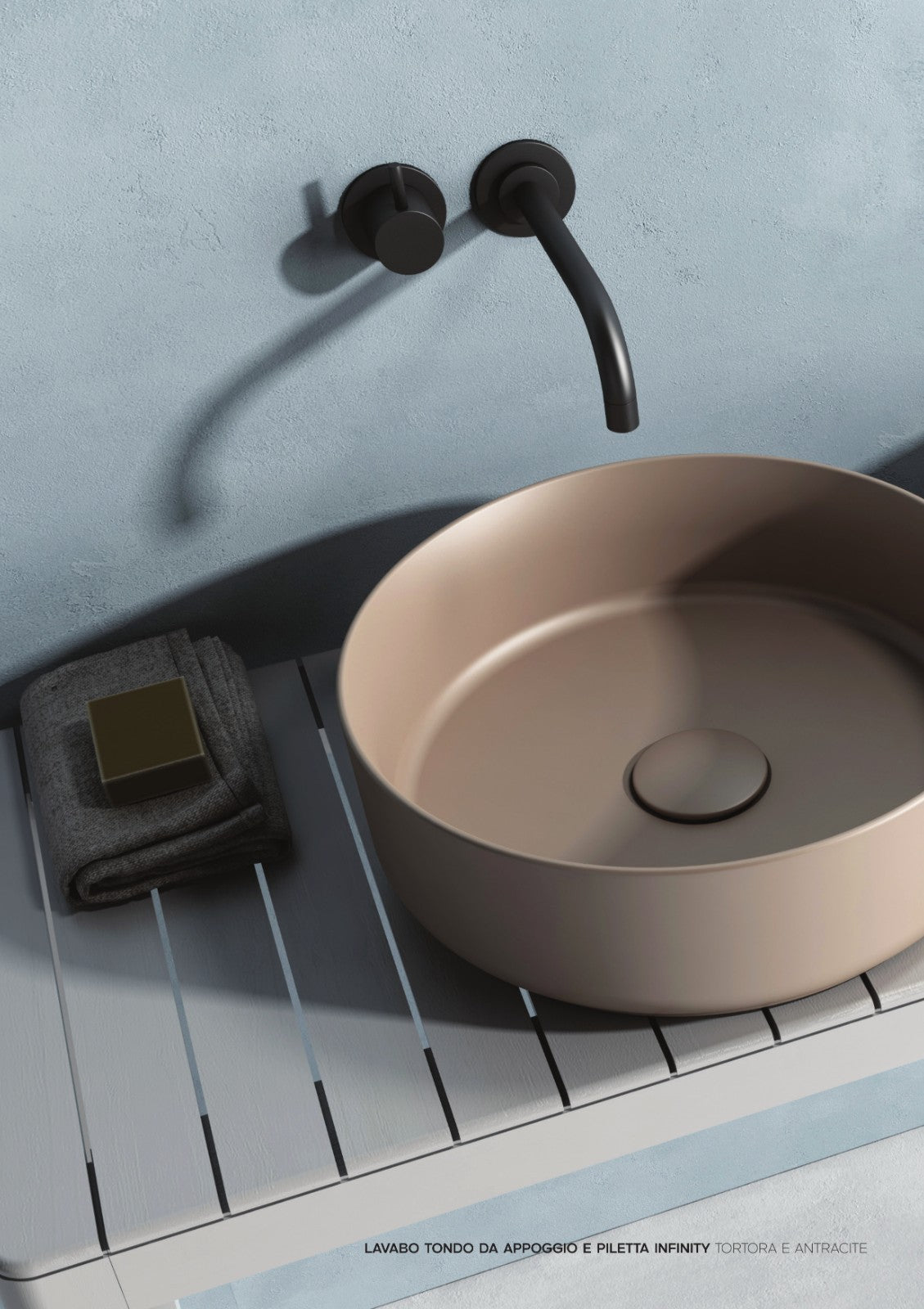 Lavabo Bagno Da Appoggio Rotondo NYMO Ø36cm Ceramica Moderno Ultra Sottile D.X