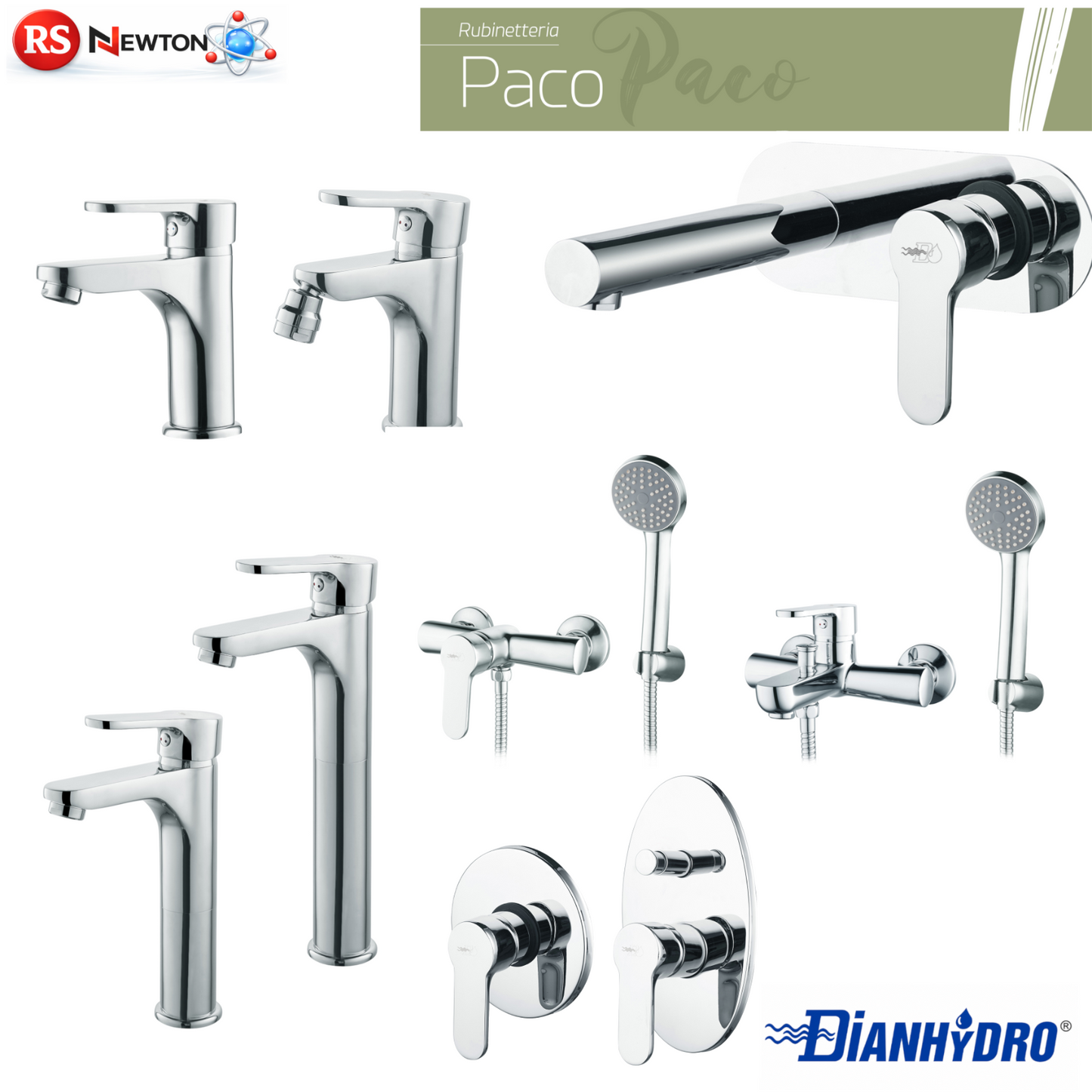 Rubinetto Miscelatore A Muro Moderno Bagno Lavabo Bidet Vasca Doccia Ottone D.X