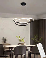 Lampadario Sospeso LED 90W Dimmerabile Telecomando Moderno Bianco Nero Oro V.L