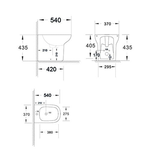 Sanitari Filo Muro LINPHA Ambrosia Rimless Vaso WC Bagno Bidet Copri Water D.X