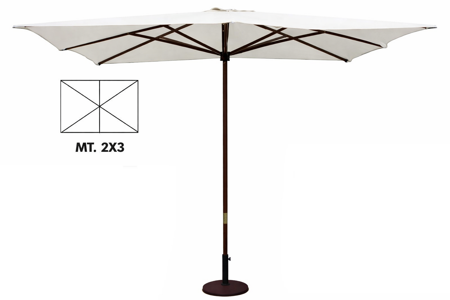 OMBRELLONE DA GIARDINO 2x3 3x3 3x4 Metri Palo In Legno 48mm Top Bianco Patio G.F