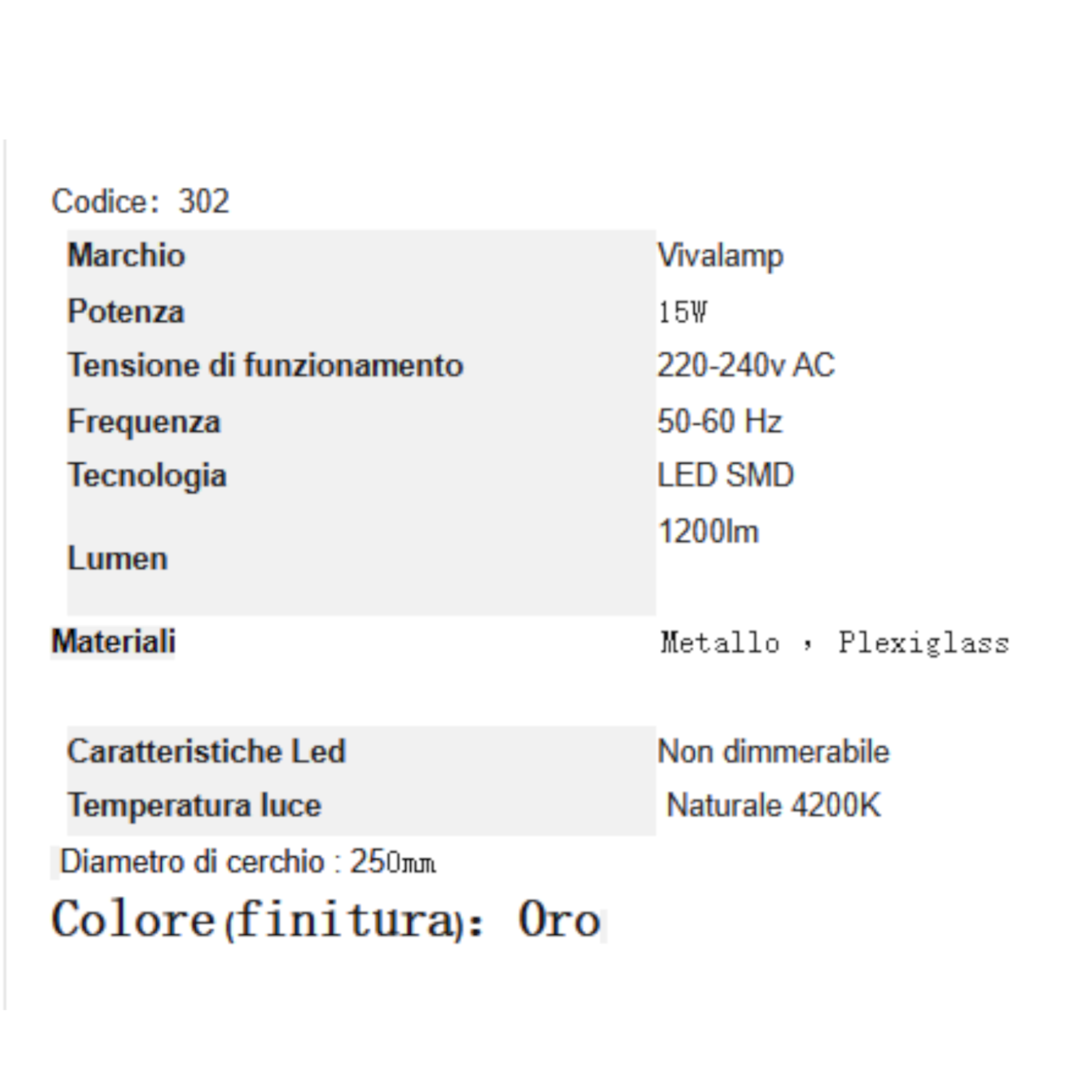 Lampadario LED Oro Moderno 15W Lampada Sospesa Lusso Ø25 Ristorante Casa V.L
