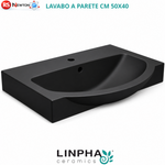 Lavabo a Parete Sospeso Nero Lucido 50x40 cm Linpha Ceramica Bagno Moderno D.X