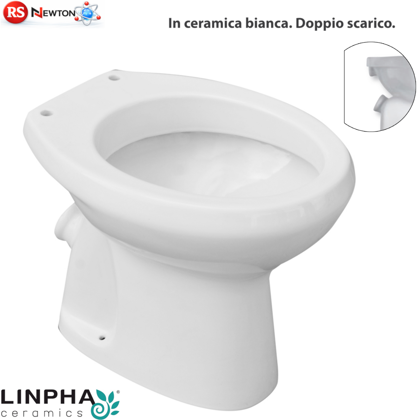 Vaso WC Doppio Scarico Bianco in Ceramica Ventilato Sanitari Bagno a Terra D.X