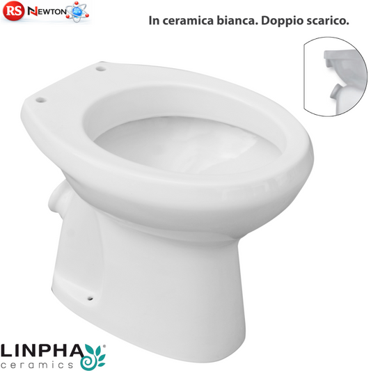 Vaso WC Doppio Scarico Bianco in Ceramica Ventilato Sanitari Bagno a Terra D.X