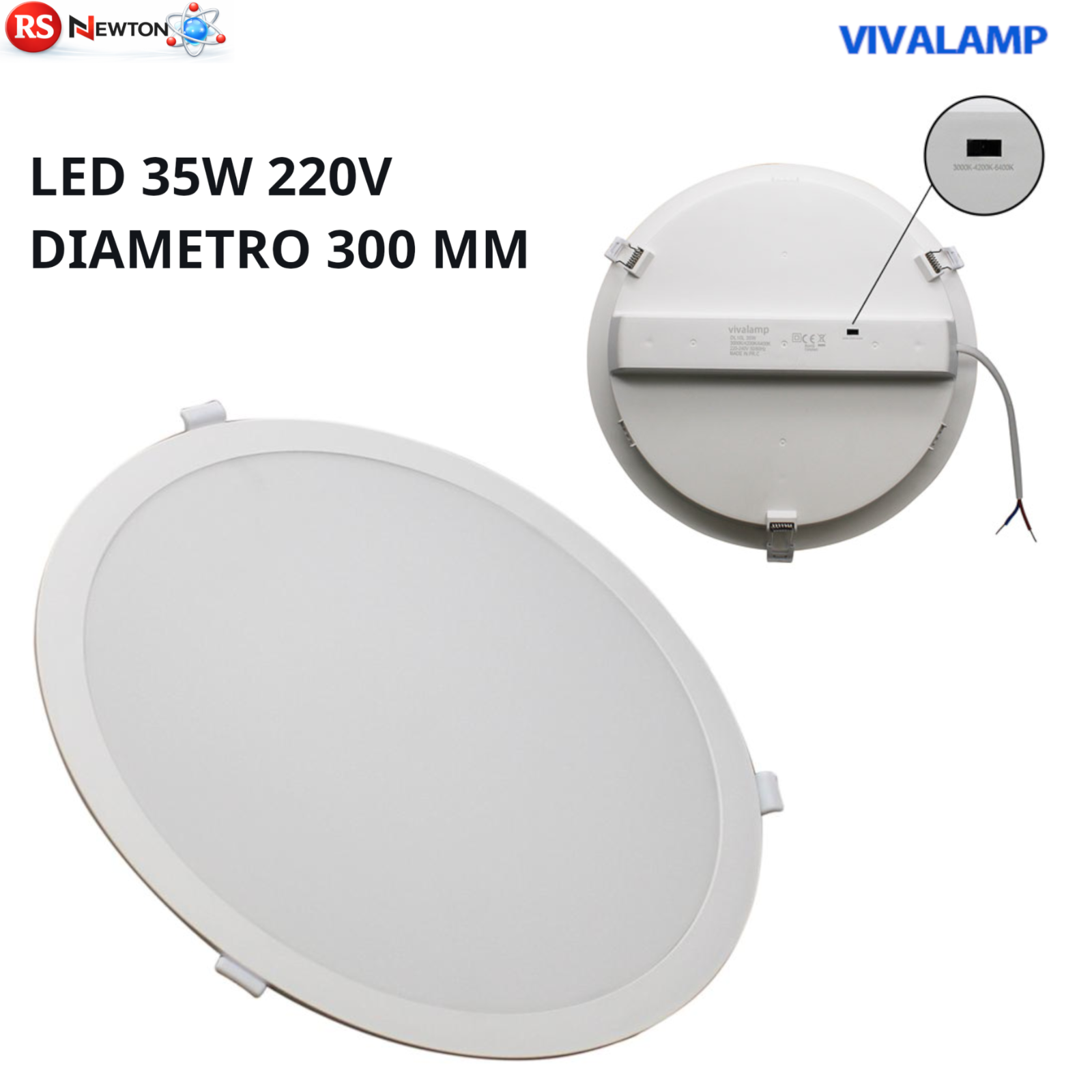 Faretto Per Cartongessi LED Incasso 35W Ø300mm Rotondo Luce Selezionabile V.L