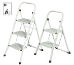 Sgabello Acciaio Pieghevole Salvaspazio 2 3 4 Gr 150Kg Antiscivolo Bianco VBS