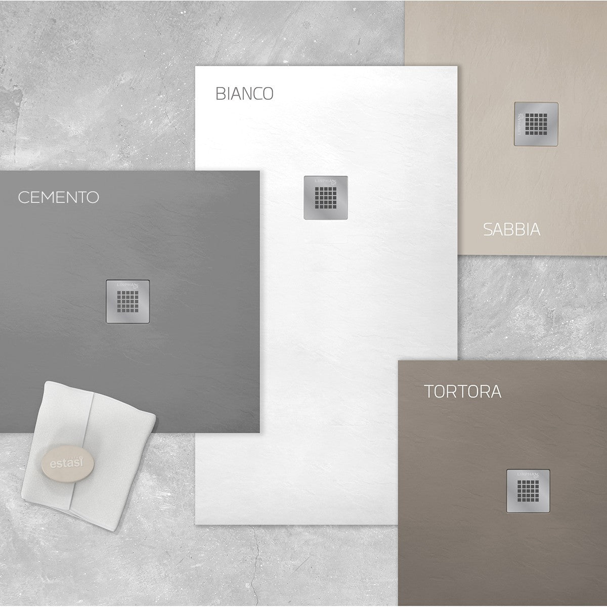 Piatto Doccia Quadrato 80x80 90x90 LINPHA Resina Effetto Ardesia Antiscivolo D.X
