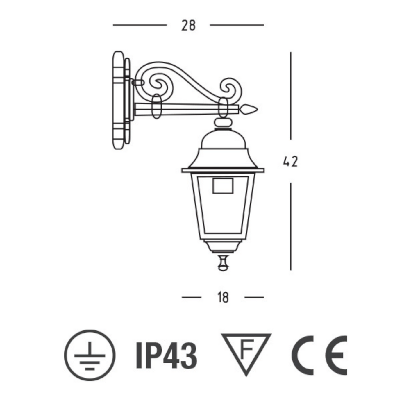 Lanterna Esterno Vintage Retro Lampada E27 in Alluminio Nero Giardino Parete VBS