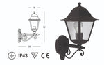 Lanterna Esterno Nera Vintage Retro E27 Lampada in Alluminio Giardino Parete VBS